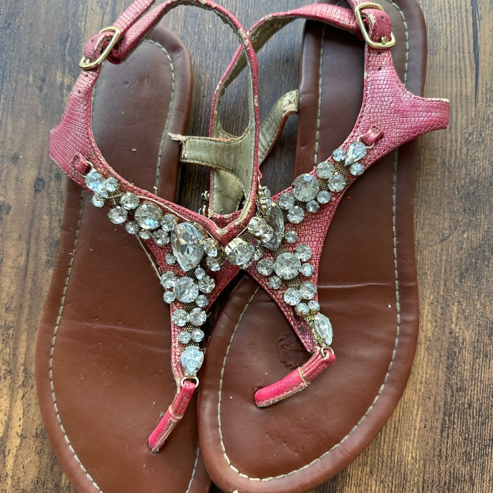 Chic Red Embellished Women's Sandals